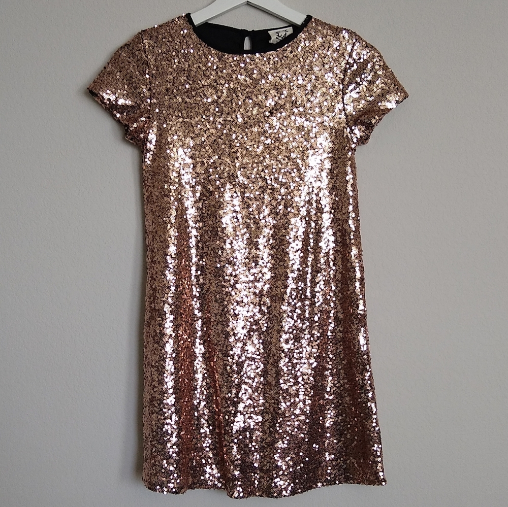 Girls Gold Sequin Dress